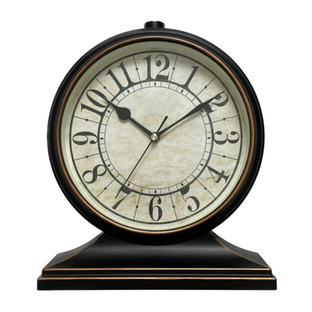 simhoa Horloge de Table Design Rétro Précis Sans Tic-Tac pour Salon Chambre Famille Noir
