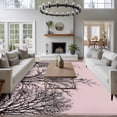 thumbnail image 4 of Tree Branches Bird Washable Living Room Rugs 6'x9', Pink Background Black Deadwood Low Pile Throw Large Area Rug Non-Slip Sturdy Edge Binding Carpet for Dining Room Kitchen Office, 4 of 9