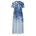 thumbnail image 5 of Viikei Women's Casual Tunic Short Sleeve Dress,Women's Flower Printing Casual Short Sleeve Crewneck Dress Casual Flowy Tiered Maxi Beach Dress Blue XL, 5 of 6