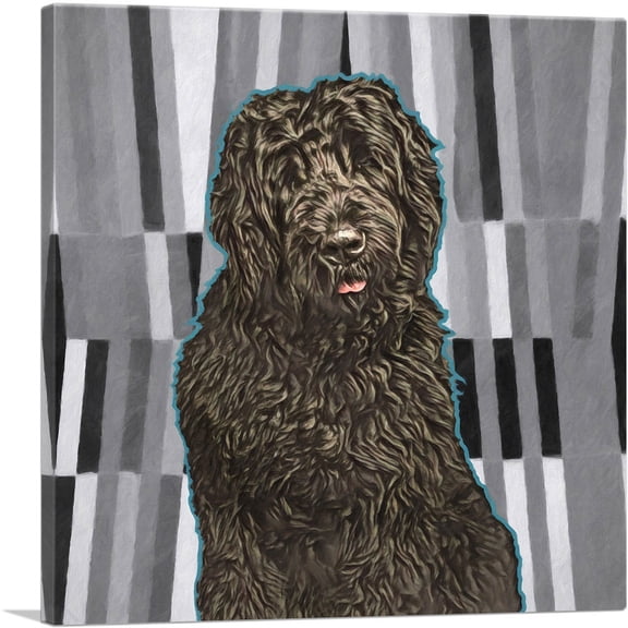ARTCANVAS Black Russian Terrier Dog Breed Canvas Art Print - Size: 18" x 18" (1.50" Deep)