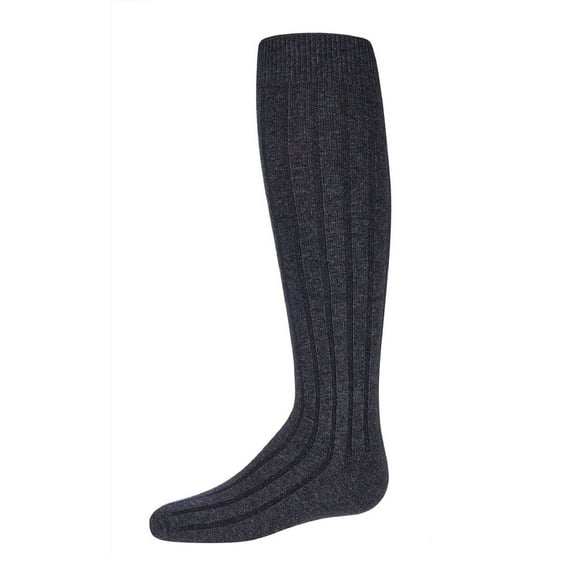 MeMoi Girls Wide Ribbed Cotton Blend Uniform Knee Socks - Girls - Female, 8-9, Charcoal