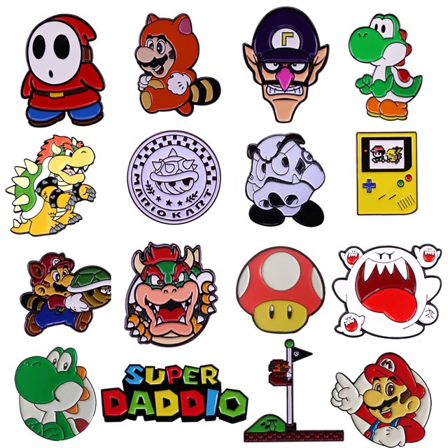 Broches esmaltados con forma de Mario, divertidos juegos japoneses, bonitos broches, prendedores de solapa, mochilas, accesorios de joyería de moda