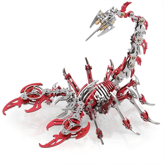Metalkitor Scorpion 3D Metal Puzzle Kit - 454 Pcs, Mechanical Model for Adults/Teens, Red, Ideal Gift & Decor