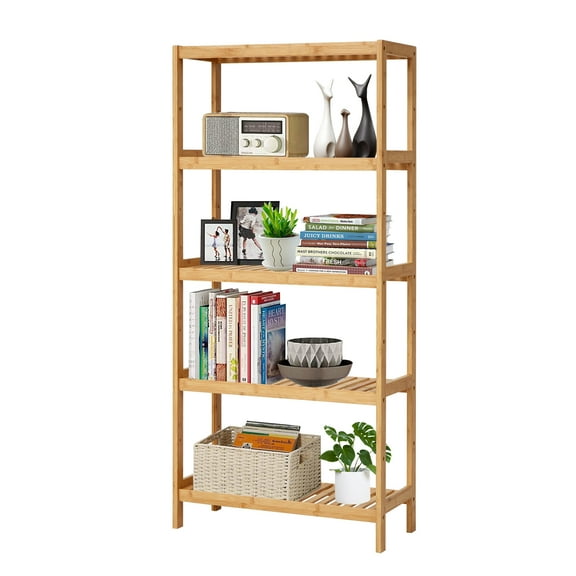 Kinbor Bamboo 5-Tier Shelf Rack Organizer Storage Utility Bathroom Kitchen Living Room