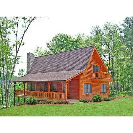 TheHouseDesigners-7908 Country Log House Plan with Crawl Space Foundation (5 Printed Sets)