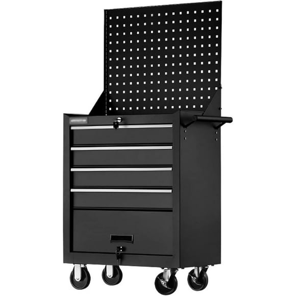 Tool Organizer Box/Toolbox Tool Chest Heavy Duty Cart Steel Rolling Tool Box 5 Drawer Cart, Professional Tool Chest with Lockable Drawers and Back Panel, Black Tools Storage Boxes