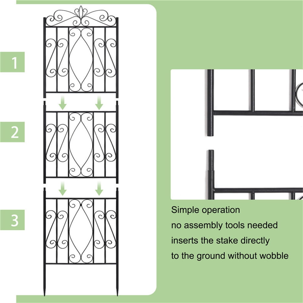 2pcs Black Metal Garden Trellis Rose Grapes Plant Trellis Outdoor Screen,19.7x71.6 inch