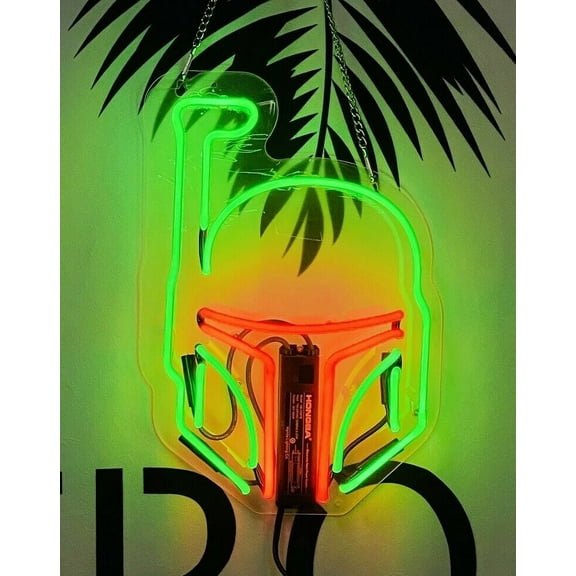 Queen Sense 14" Star War Mask Neon Sign Acrylic Man Cave Handmade Neon Light 114SWMA2