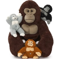 MorisMos 19.6" Gorillas Stuffed Animal Mommy Gorillas with 3 Baby Plush Toys