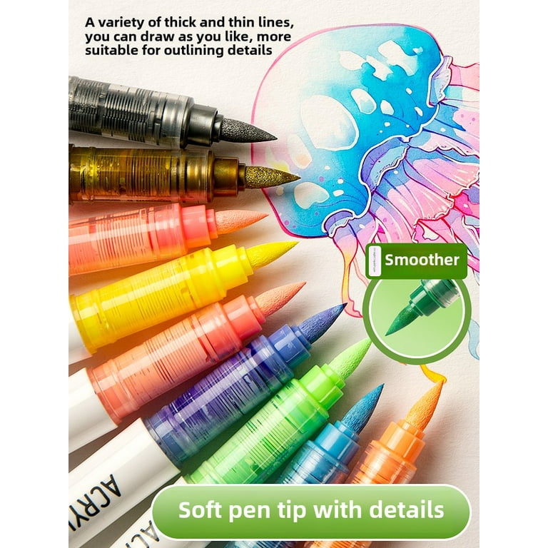 LANGUO Soft Tip Acrylic Markers 9 Colors/Set for Drawing Smart LANGUO Soft Tip Acrylic Markers 9 Colors/Set for Drawing Smart