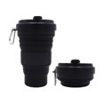 thumbnail image 1 of Taza de viaje plegable, taza de camping plegable de silicona, taza portátil sin Bpa a prueba de fugas, botella deportiva con tapas para senderismo (negro), 1 of 4
