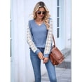 thumbnail image 4 of Womens Long Sleeve Shirts V-Neck Tops Business Casual Blouses Tee Trendy 2025 Fall Fashion Outfits Clothes Blue L, 4 of 8