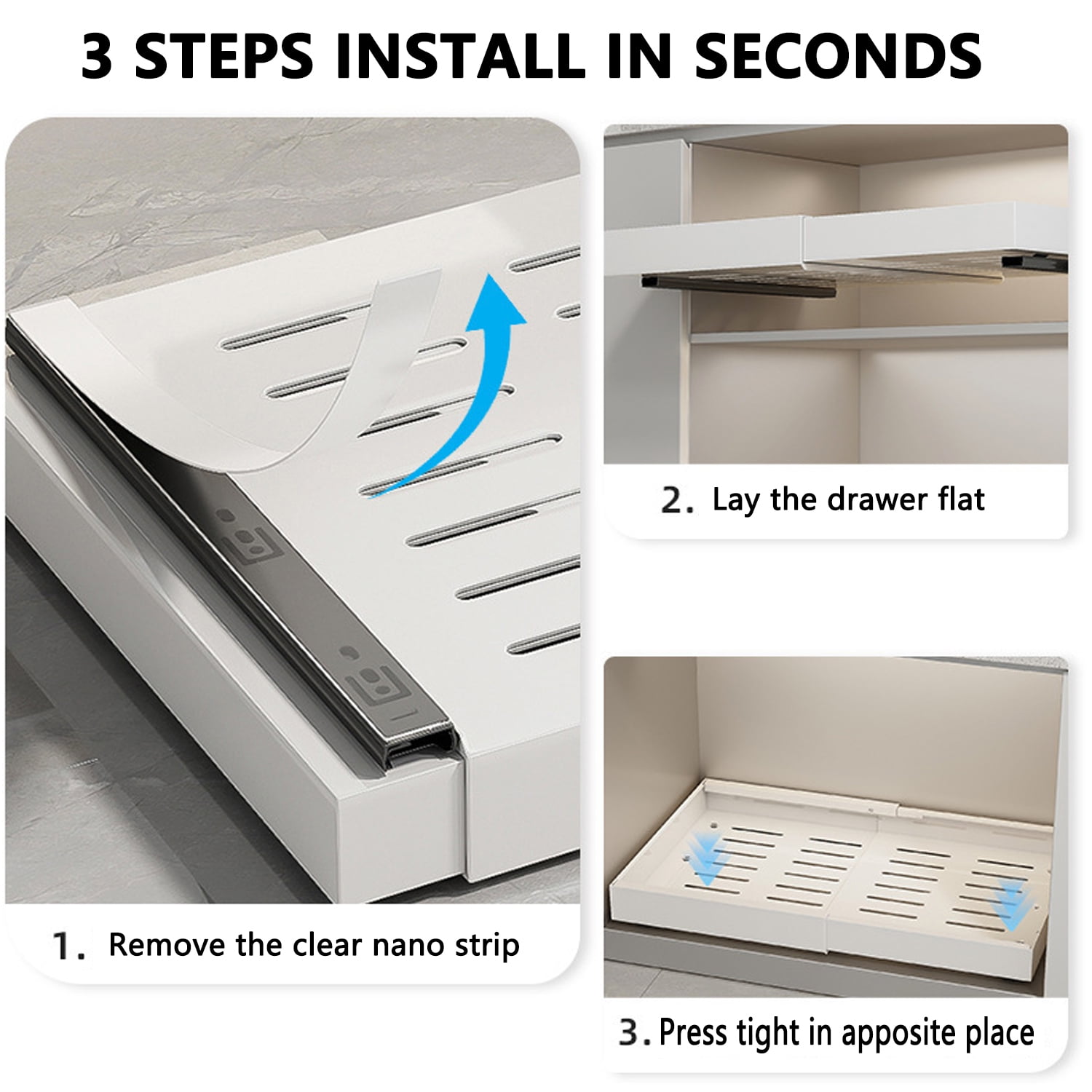PHANCIR 2 Pack Pull out Cabinet Organizer with 3 Sliding Rails, 12.6-20.5in Expandable Heavy Duty Slide out Drawers for Kitchen, Pantry, Bathroom, Not Suitable for Framed Cabinets