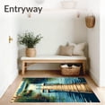 thumbnail image 3 of ODIKA 4'x6' Machine Washable Non-Slip Area Rug, Retreat Door Welcome for Lake Dock View High Traffic Rug, Blue, 101007, 3 of 7
