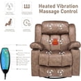 thumbnail image 6 of EPICOZY Swivel Rocker Recliner Chair with Heat and Massage, Manual Glider Rocking Reclining Chair, 360° Swivel Overstuffed Lounge Chair with 2 Cup Holders, Side Pockets & USB Ports, Fabric Brown, 6 of 7