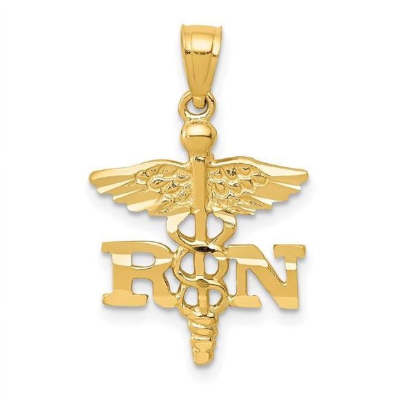 Finest Gold 14K Yellow Gold Diamond-Cut RN Pendant