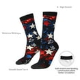thumbnail image 4 of Gukieu Red Blue White Stars Print Contrast Color Mid-calf Socks, Sweat-wicking Athletic Socks, Unisex Clothing Accessories, 4 of 6
