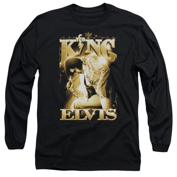 Trevco ELV770-AL-3 Elvis Presley & The King-Long Sleeve Adult 18-1 T-Shirt, Black - Large