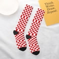 thumbnail image 6 of Red Checkerboard Pattern Knee High Socks for Women Long Leg Warmers Socks, 6 of 7