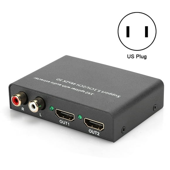 Audio Extractor HDMI Splitter Adapter 1 Input 2 Output Amplified Swicther 110V-240V