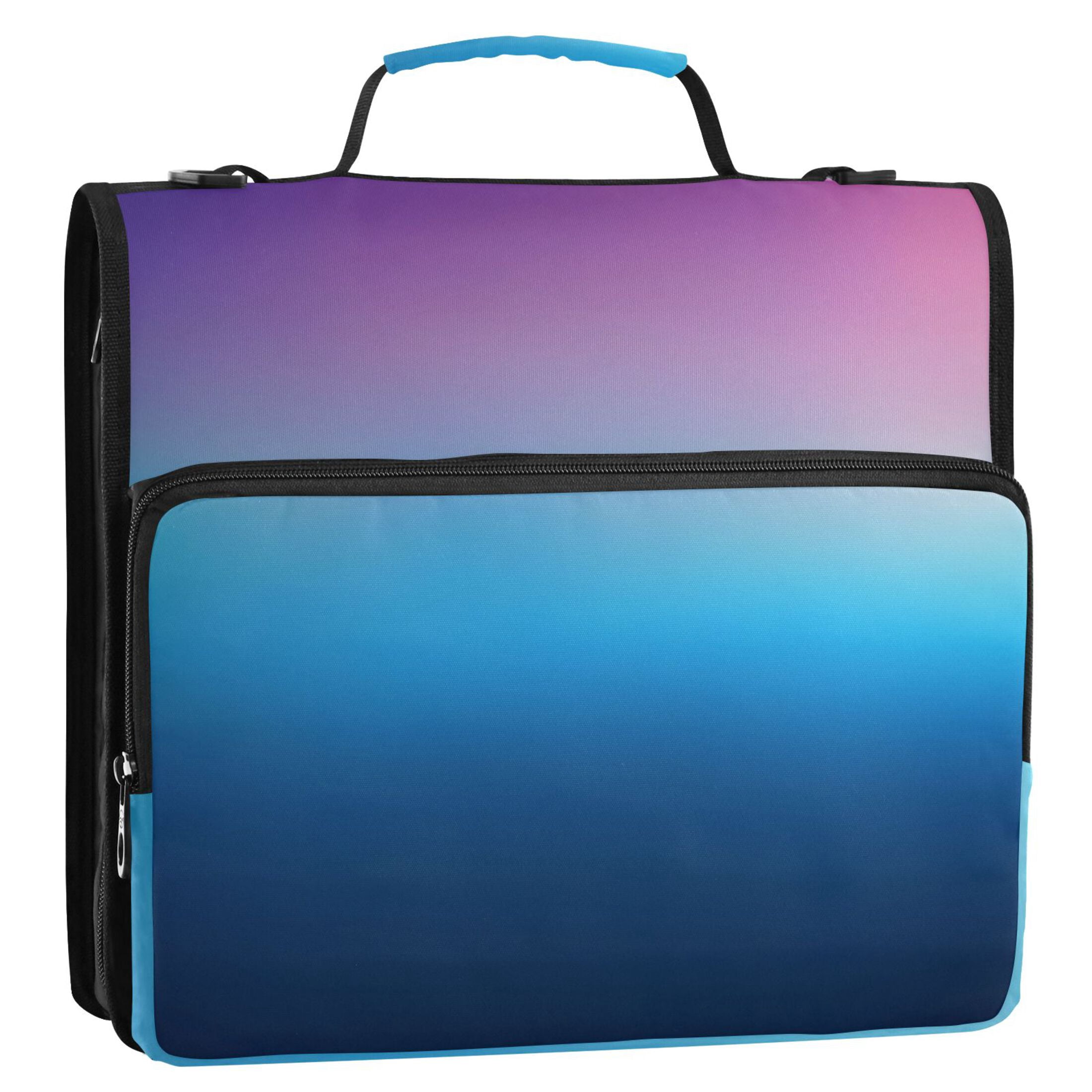 ALAZA Zipper Binder Blue Gradient-z6 3 Ring Trapper Keeper File Folder Organizer Bag