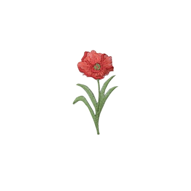 Poppies Red Poppy Flower Small Single Iron On Applique Embroidered Patch Walmart Com Walmart Com
