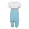 thumbnail image 5 of GERsome Womens 2 Piece Outfits Sweatsuits Summer Short Sleeve Loungewear Tracksuit Color Block V Neck Lounge Shorts Sets S-3XL, 5 of 6