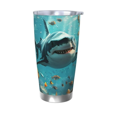 

Bingfone Realistic Ocean Shark for 20 Oz Stainless Steel Travel Mug Double Wall Water Coffee Cup for Home Office Outdoor Works Great for Ice Drinks and Hot Beverage-Without Straw