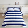 thumbnail image 4 of Manfei Geometric Stripes Comforter Sets Twin Size, Navy White Down Comforter, Teenager Boys Girls Reversible Bedding Twin Comforter Set, Microfiber Room Decorative, 2pcs, 4 of 8
