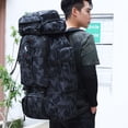 thumbnail image 1 of Backpack Outdoor 80L Large Capacity Nylon Rucksack Camping Sports Packsack Travel Mountaineering Storage Bag with Rain Cover Camouflage, 1 of 9