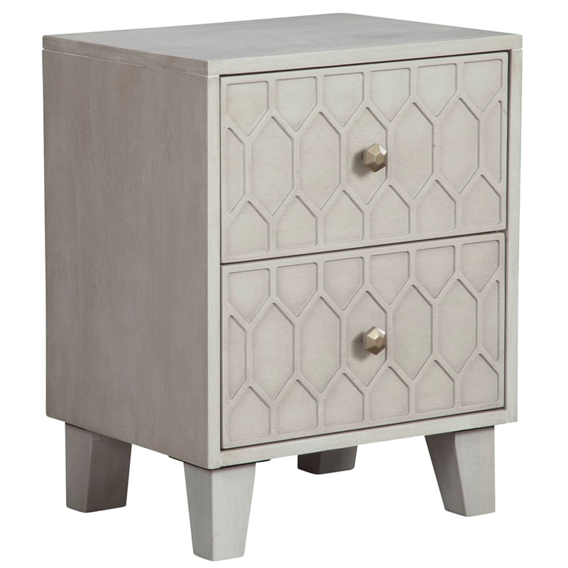 Origins by Alpine Denver Two Drawer Wood Nightstand in Light Gray
