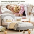 thumbnail image 4 of CABIHOME Upholstered Bed Frame with Panda-Shaped Headboard, Berber Fleece Platform Bed for Girls & Boys, No Box Spring Needed, 4 of 7