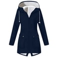 thumbnail image 2 of Waterproof Jacket Women Outdoor Waterproof Fleece Lined Jacket Hooded With Pockets Long Sleeve Hooded Casual Jacket For Cold Wet Weather Women's Down Jacket, 2 of 5