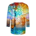 thumbnail image 4 of under $5 JINMGG Fall Long Sleeve Shirts for Women Women's Fashion Printed Loose T-Shirt 3/4 Sleeves Blouse Round Neck Casual Tops Multicolor XXXXL, 4 of 5