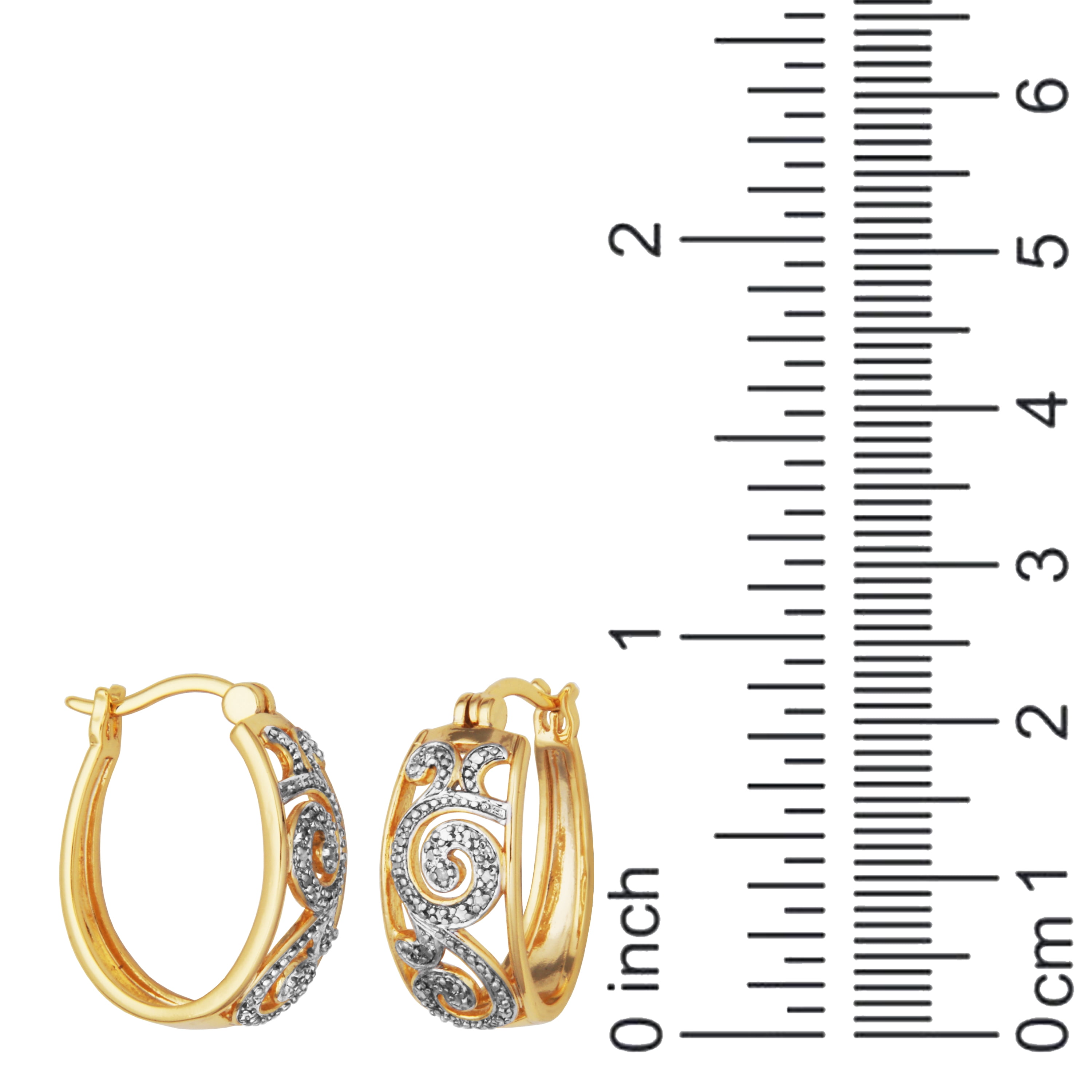 Forever Facets Diamond Accent Paisley Swirl Earring and Pendant Necklace Set in 18k Yellow Gold over Bronze, Adult Female