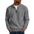 thumbnail image 2 of Juesizh Waffle Long Sleeve Shirt for Mens Plus Size Quarter Zip Pullover Shirts Trendy Casual Solid Color Tee Tops, S-3XL, 2 of 3