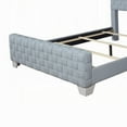 thumbnail image 4 of Reah Queen Size Bed, Light Teal Blue Chenille, Gray Panel Headboard, 4 of 7