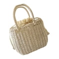 thumbnail image 2 of Runquan Sac à Main en Paille Sac à Main Décontracté pour Femme Tissé à la Main avec Poignée Supérieure Sac Tissé Blanc, 2 of 6