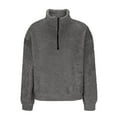 thumbnail image 5 of Womens Half Zip Fleece Pullover Long Sleeve Oversized Sherpa Sweatshirt Warm Zipper High Neck Fuzzy Sweater Tops (L, Gray), 5 of 7