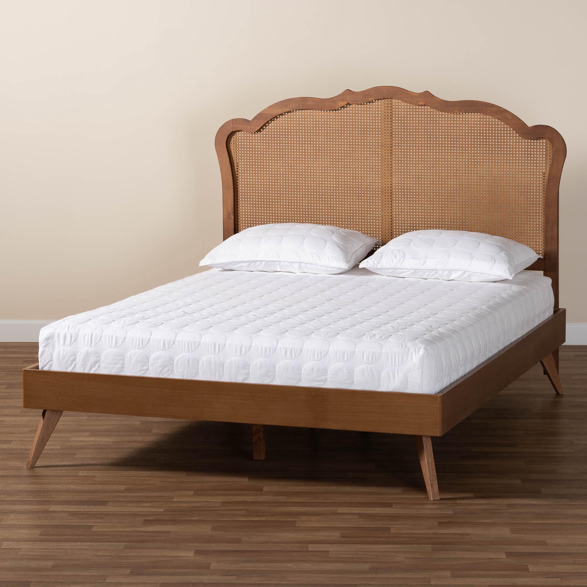Baxton Studio Aithan Mid-Century Platform Bed, King, Walnut Brown