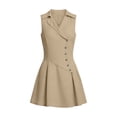 thumbnail image 3 of Dvprdro Womens Summer 2026 Sleeveless Collared Button Front Asymmetric Hem Loose A Line Mini Dress Casual, 3 of 7