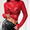 02-Red Floral, variant on Lace Top with Long Sleeves Stand Collar Floral Sexy Mesh See Through Shirts Blouse Ideal for Parties and Clubs S-2XL in Black Floral