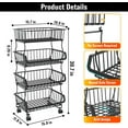 thumbnail image 5 of Fruit Vegetable Basket for Kitchen, 5 Tier Stackable Fruit Vegetable Storage Baskets with Wheels, Metal Wire Storage Basket Organizer Cart for Kitchen, Pantry, Bathroom, 5 of 14