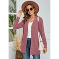 thumbnail image 5 of SHOWMALL Women's Ribbed Knit Cardigan Sweater, Dusty Rose XL V-Neck Button Down, Long Sleeve, Soft Brushed, Pockets, Layering for Fall/Winter, 5 of 7