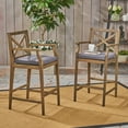 thumbnail image 3 of Logan Outdoor Acacia Wood Barstool, Teak and Gray, 3 of 6