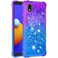 thumbnail image 3 of Samsung Galaxy A01 Core Case,Creativity Clear Gradient Quicksand Glitter Flowing Liquid Floating TPU Case Bling Diamond Sparkle Cover for Samsung Galaxy A01 Core JB Purple Navy, 3 of 7