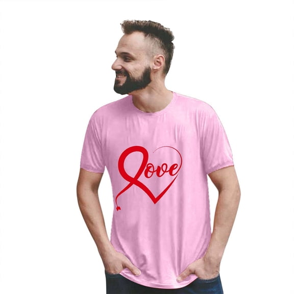 Valentine's Day Fashion Casual Print Crew Neck Short Sleeve T Shirt (man)