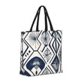 thumbnail image 3 of Large-Capacity Zipper Single-Shoulder Convenience Bag 15.7×19.6 Inches, Wear-Resistant And Water-Repellent, Can Be Carried By Hand Or On One Shoulder Navy Geometric Patterns_2, 3 of 8