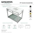 thumbnail image 6 of Kingston Brass VWP3722B5 Quadras 37" Ceramic Console Sink with Steel Base and Glass Shelf (1-Hole), White/Oil Rubbed Bronze, 6 of 7