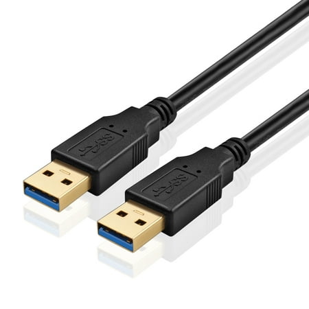 Bi Directional Usb - USB 3.0 Cable A-Male to A-Male (10 FT) Type A to A Male Premium Gold Plated SuperSpeed USB Adapter Connector Coupler Bi-Directional Extension Cord Wire Plug - Black